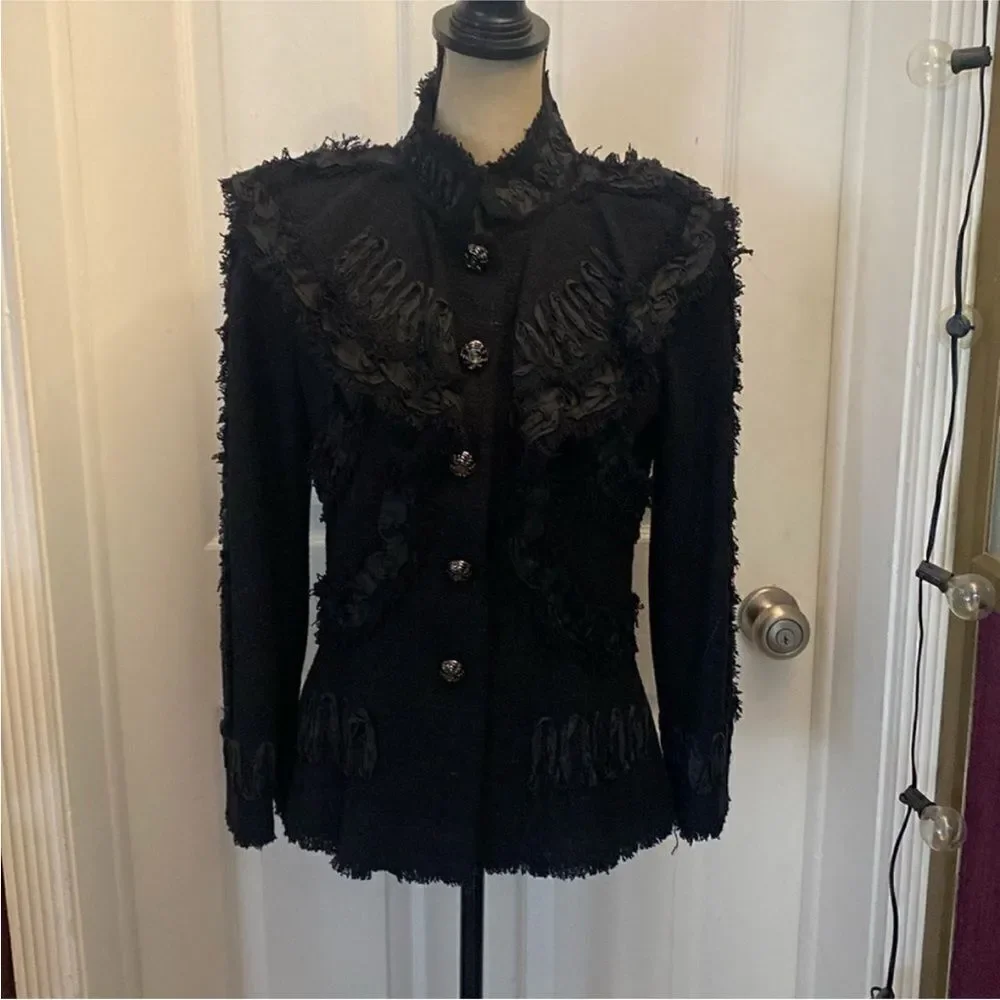Chanel Elegant tweed Black Women's Jacket, M